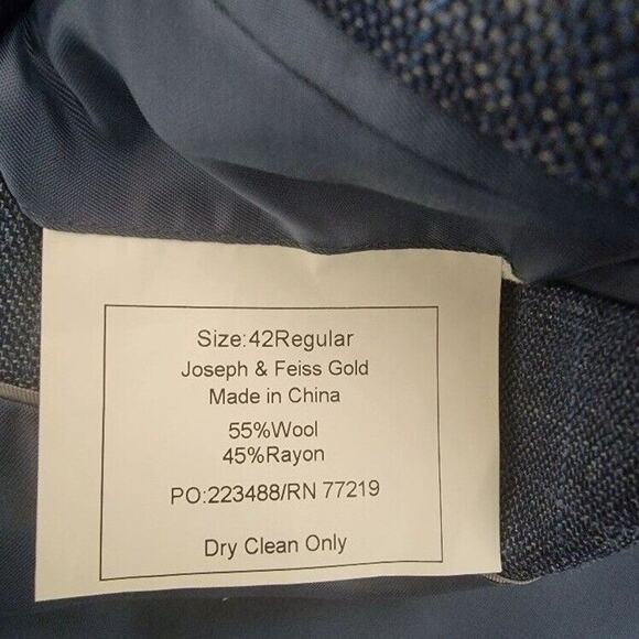 Joseph & Feiss Men's Wool Sportcoat Sz 42R Plaid Blue Two Button - Picture 9 of 12